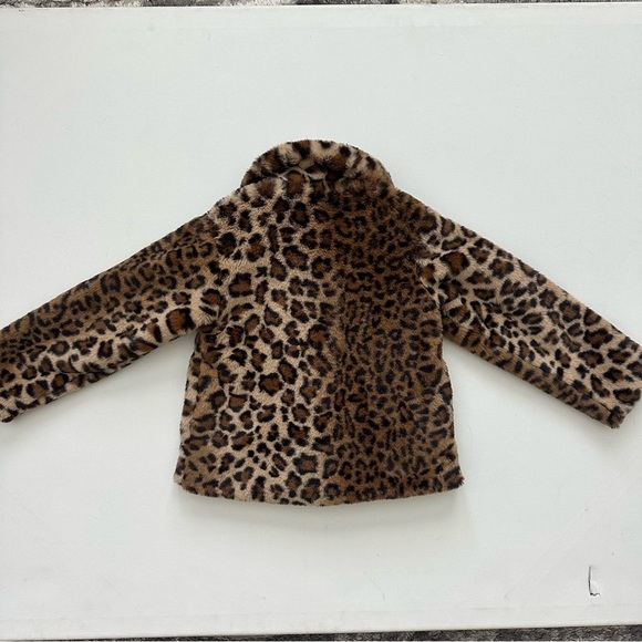 Leopard Print Faux Fur Kids Jacket Size 5 - Picture 7 of 13